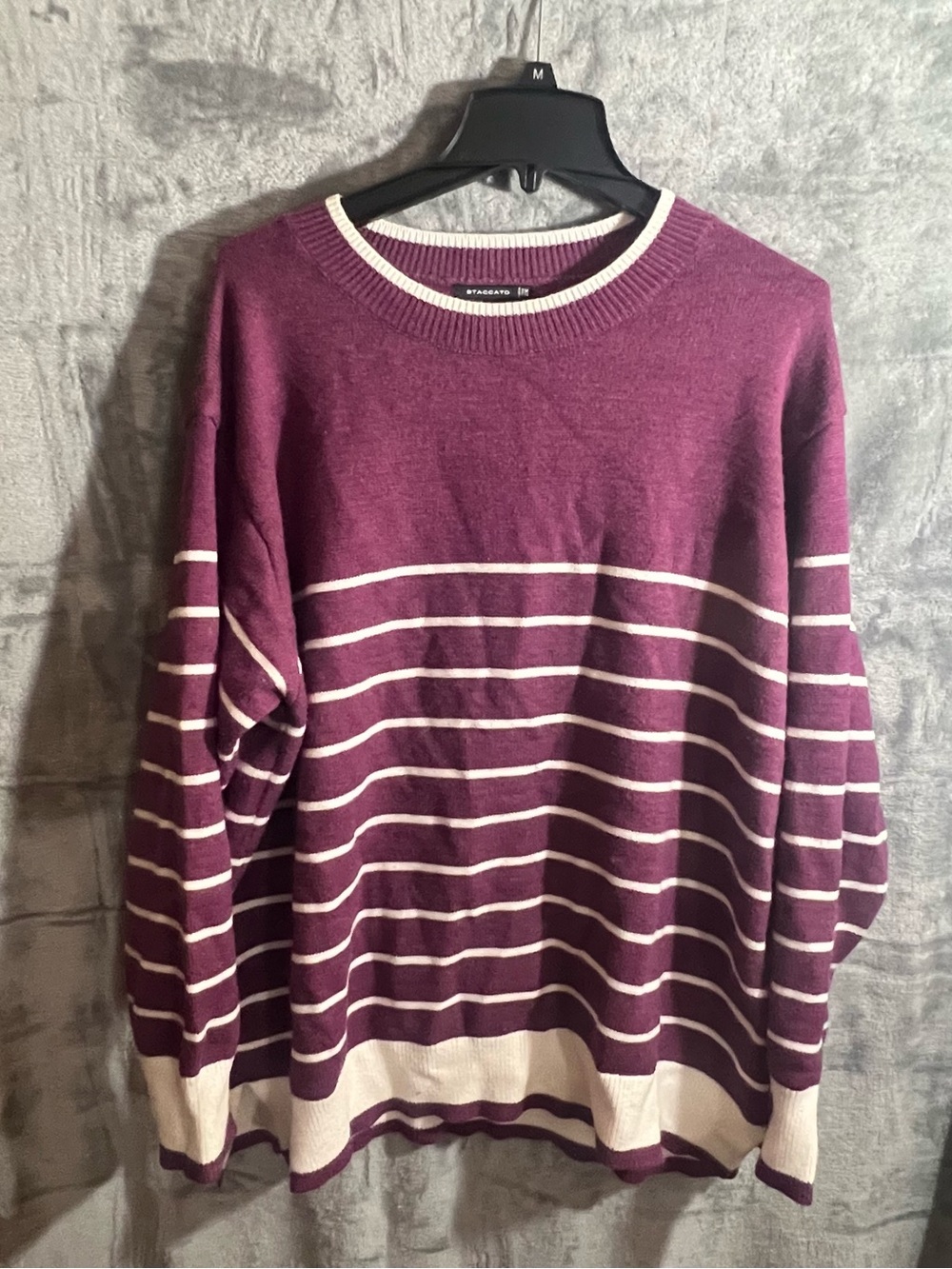 Staccato Purple & White Striped Crewneck Sweater